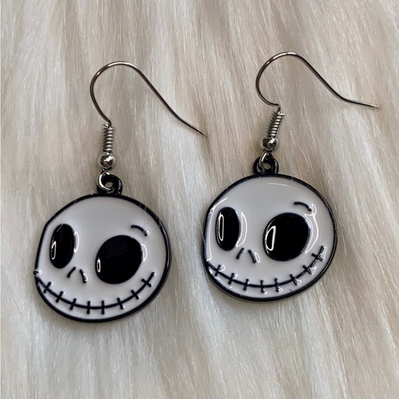 Jack Skellington Painted Enamel Dangle Earrings